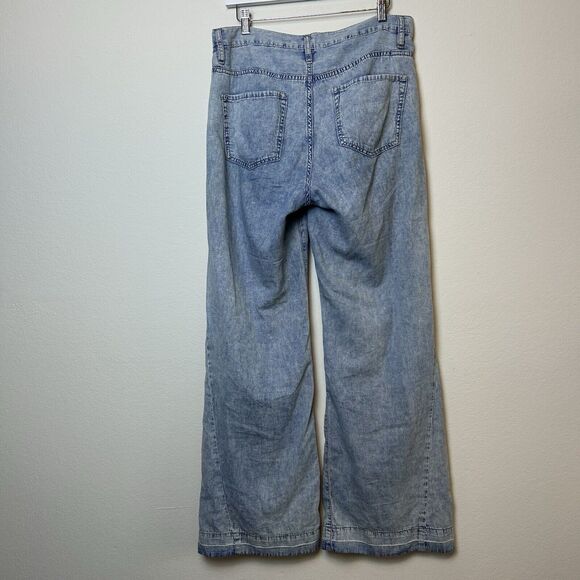 Frame Jeans Women’s 28 Le Baggy Palazzo Light Blue Wash Raw Hem Wide Leg Boho - Picture 7 of 14